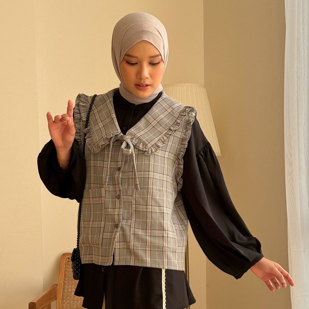 Image of Eclemix Outer Mosha | Vest Wanita Tartan Tanpa Lengan